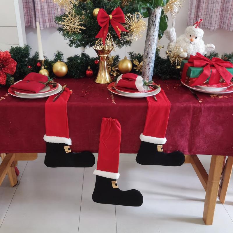 4PCS Christmas Table Foot Cover Plush Non woven Christmas Product Gift Restaurant Bar Chair Foot Cover