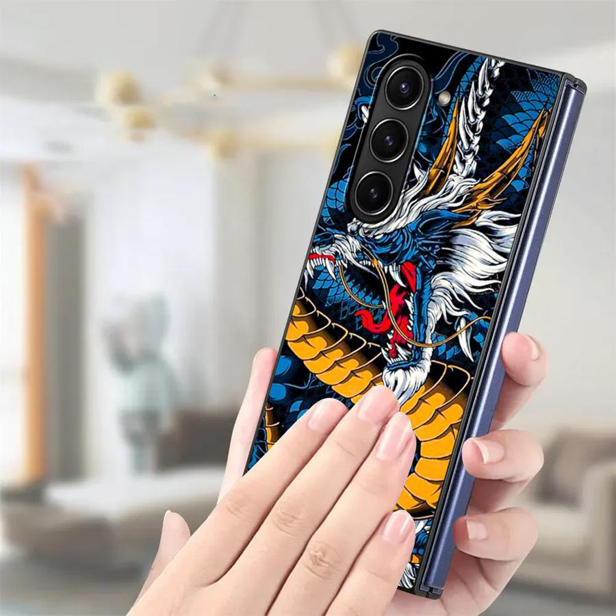 Dragon Pattern Case for Samsung Galaxy ZFold3 Z Fold 7 6 5 4 3 ZFold7 ZFold4 ZFold6 ZFold5 Back Phone Cover