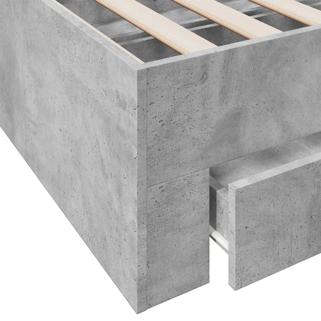 Bed Frame with Drawers Concrete Grey 120x190 cm Engineered Wood