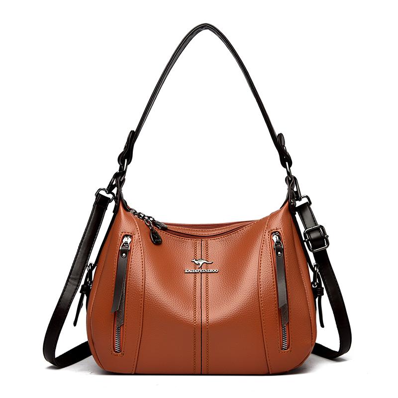 Genuine Brand Top Quality PU Leather Bags for Women Designer Top-Handle Bags Ladies Casual Tote Shoulder Crossbody Bag 2 Layers