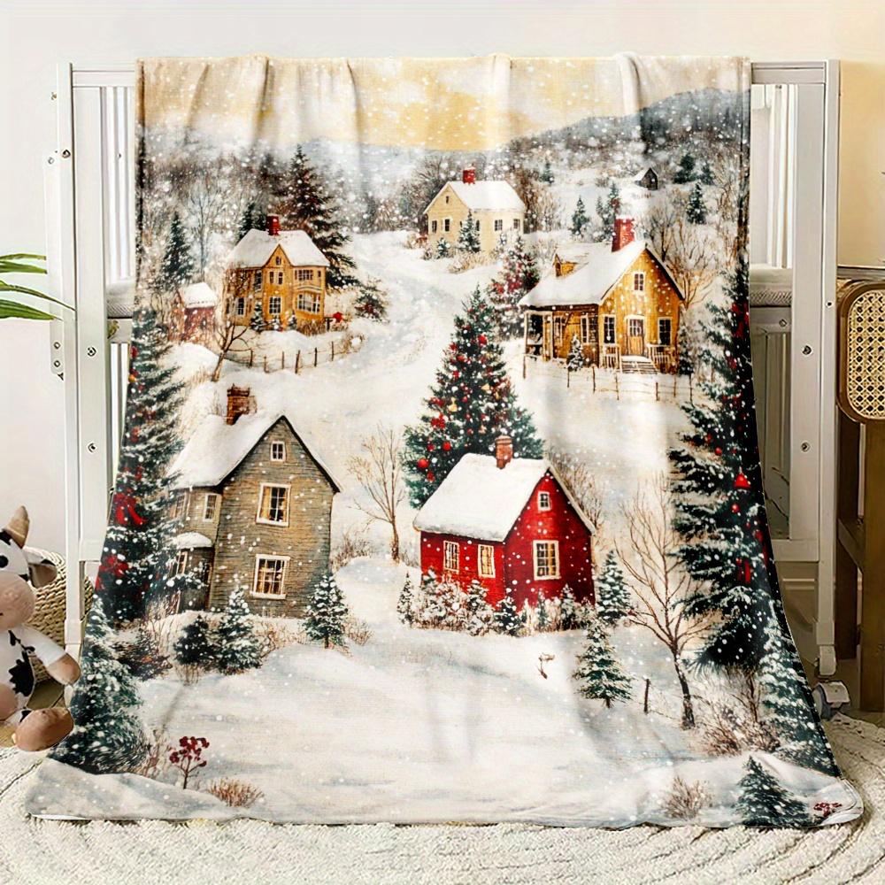 Cozy Winter-Themed Flannel Throw Blanket - Soft, Lightweight & Durable for Sofa, Bed, Travel & More - Perfect Gift for Family