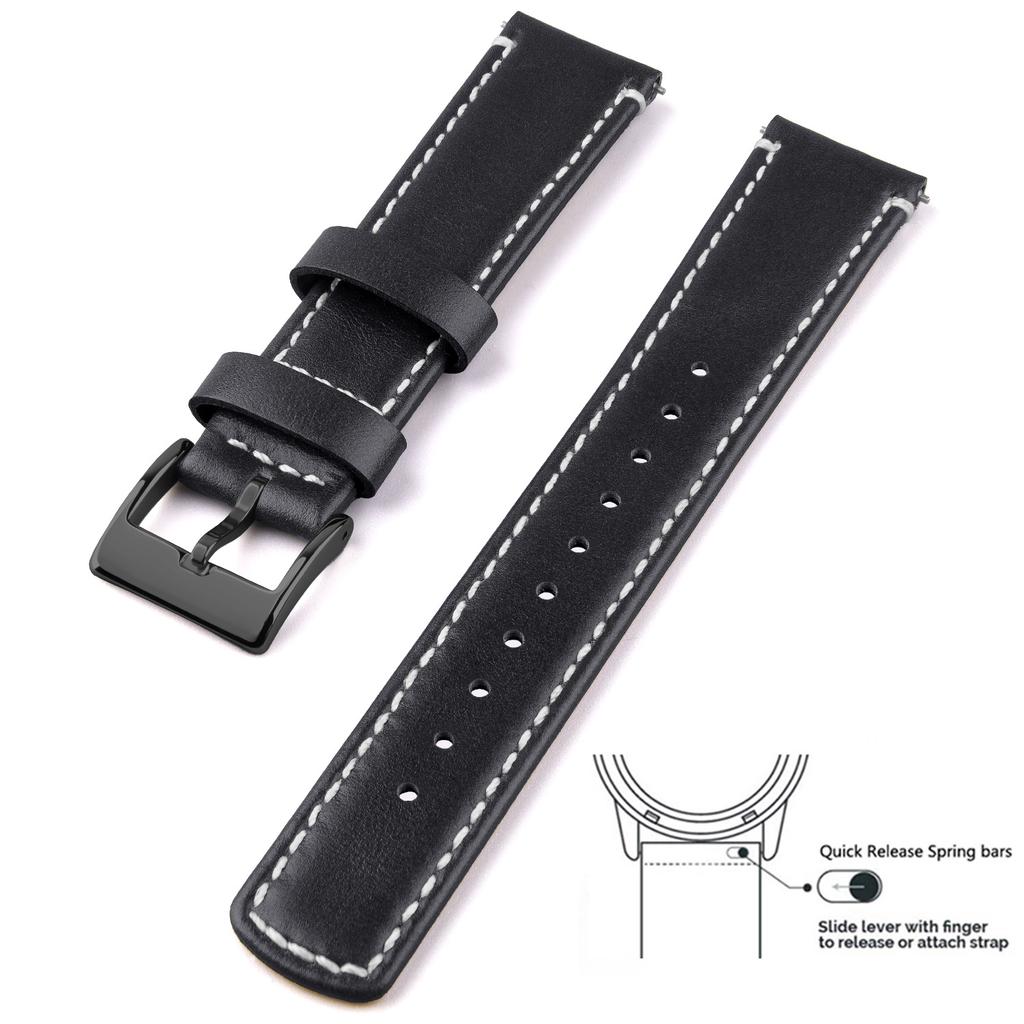 Genuine Leather Top Grain Watch Band, Quick Release 20mm/22mm Watch Strap, Fits Samsung Galaxy Watch, Men and Women Watch band