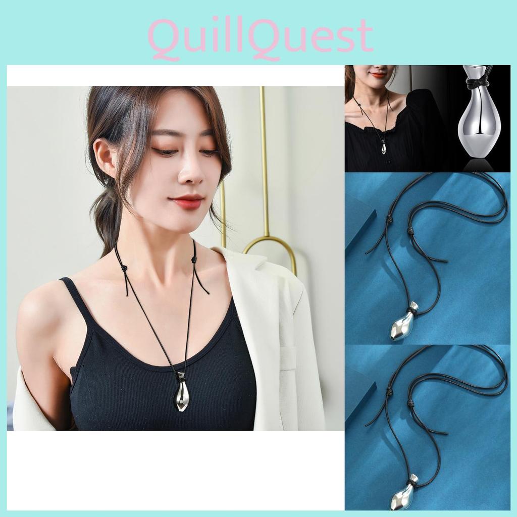 Elegant Personalized Black Rope Flower Vase Long Necklace For Women And Men Ideal For Autumn Winter Stylish Accessory For Any Outfit