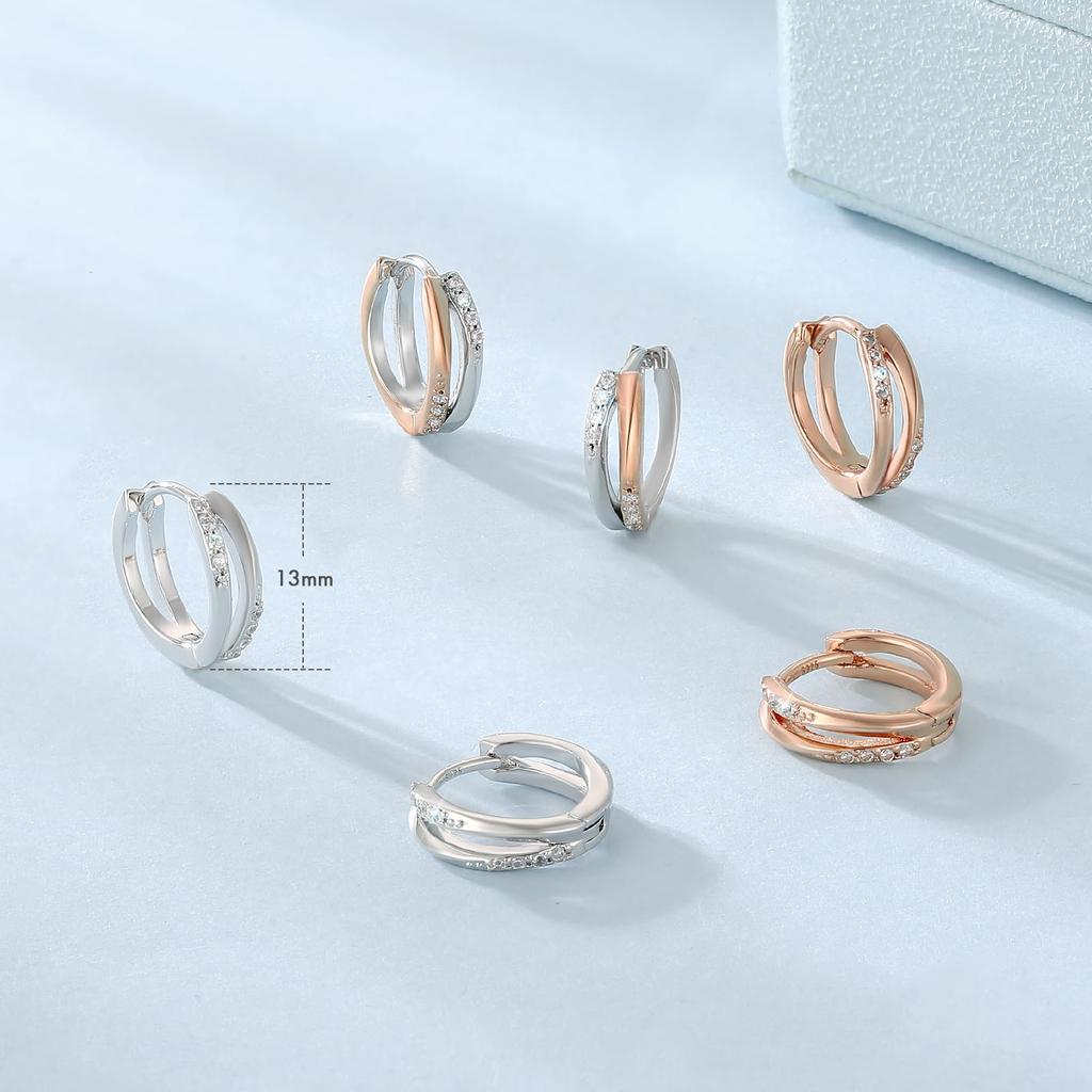Earrings for Popular 925 Ring Fashionable Gifts for Birthdays KRKC&CO Women, Hoops, Silver, Hypoallergenic, Small, Non-permanent Earrings,