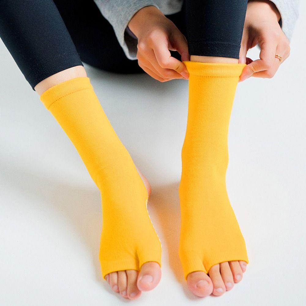 

Comfortable Anti-Slip Elastic Cotton Women Hosiery Half Palm Socks Yoga Socks Solid Color Socks синий