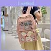 Solid Color Simple Large Capacity Student Backpack With Pendant Badge And