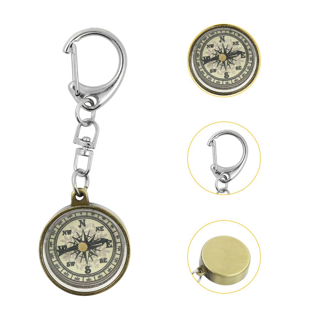 Outdoor Camping Pocket Compass Keychain Zinc Alloy Pocket Compass With Keyring Portable Navigation Tools Travel Gift