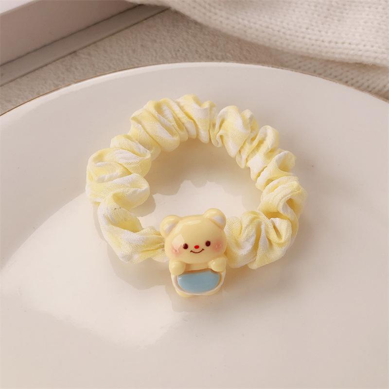 3 Stück Cremiger Bär Dickdarm Haargummi Haaraccessoire Mädchen Herz Süßes Haarband Student Hochelastisches Pferdeschwanz-Gummiband