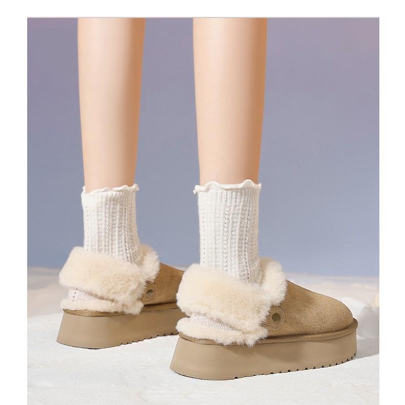 Thick-soled velvet thickened snow boots women's 2025 new winter Sangpo Village warm fluffy shoes thickened slippers women