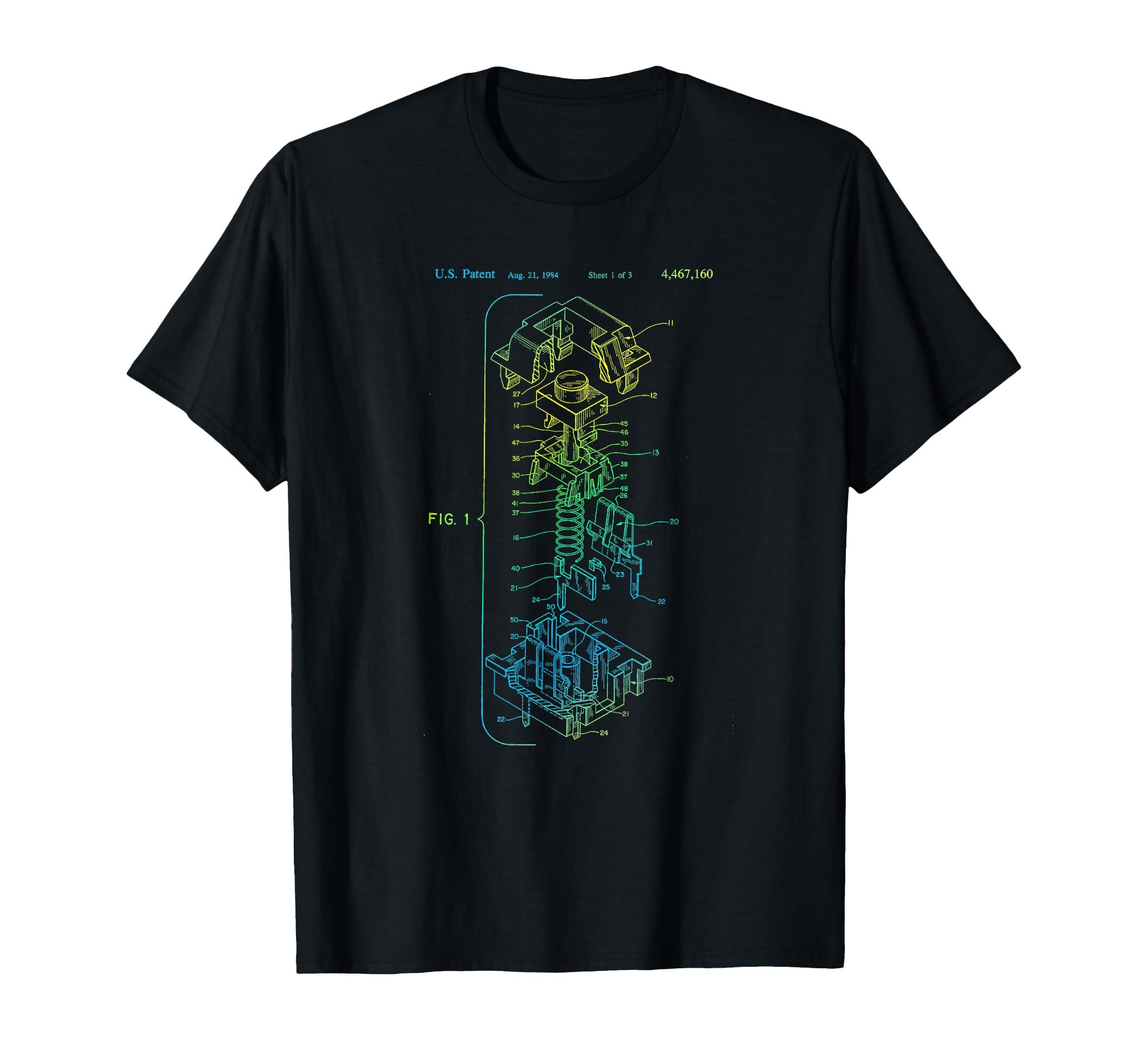 

Mechanical Keyboard Patent Drawing Graphic Design Art T-Shirt