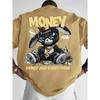 MONEY AND EVERYTHING T-Shirt – Black Oversized Short Sleeve Tee, Rich Bunny Rabbit Graphic with Crown & Dollar, Hip Hop Streetwear