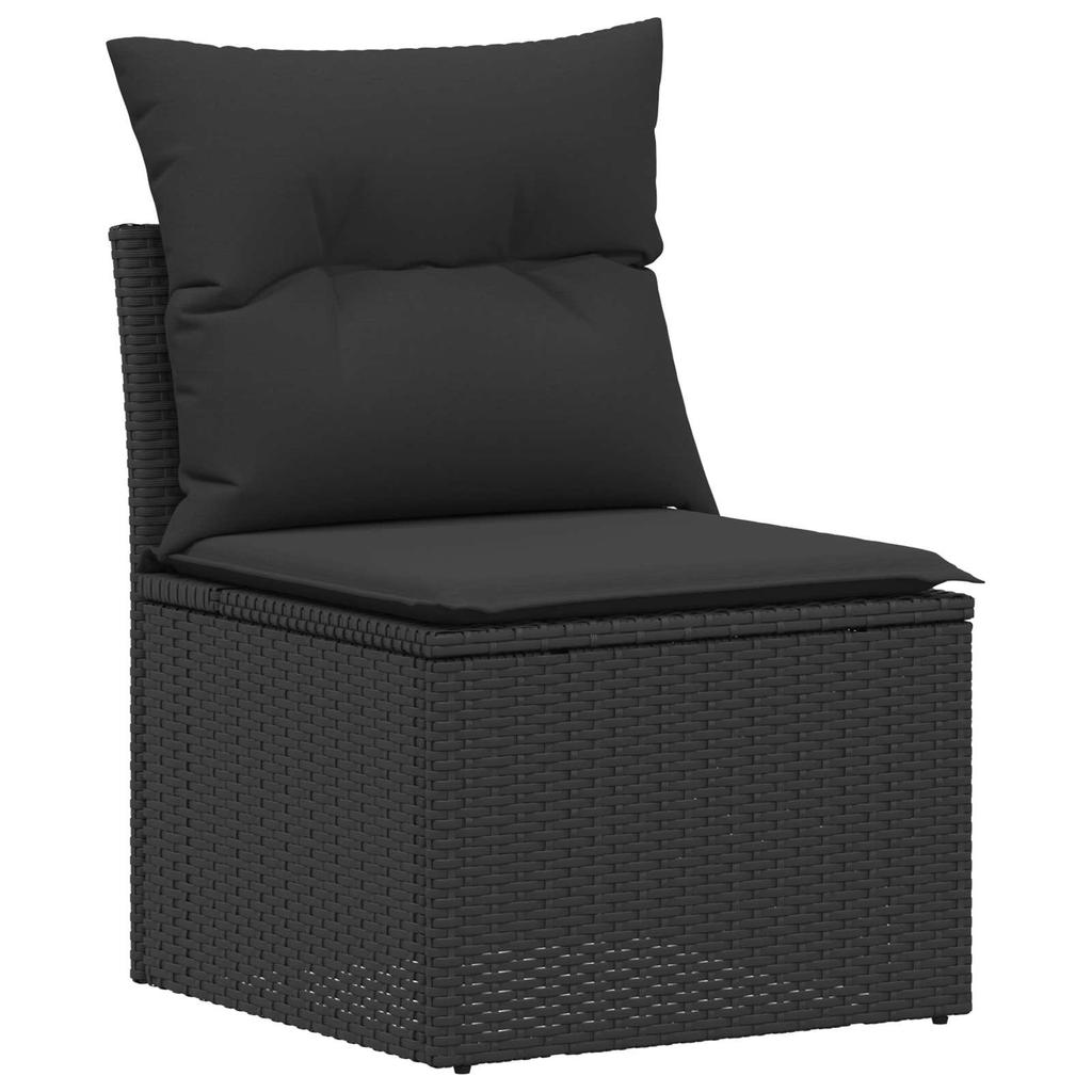 Sofa Set 6 Pieces Black Poly Rattan and Steel