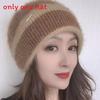 Womens Fashionable Double Pile Knitted Hat With No Brim Warm Headwear For Cold Seasons