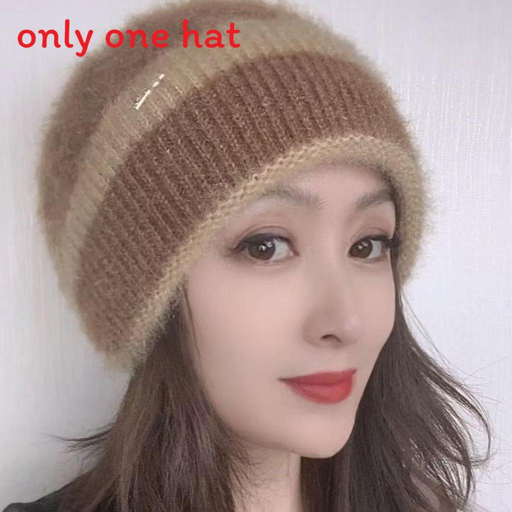 Womens Fashionable Double Pile Knitted Hat With No Brim Warm Headwear For Cold Seasons
