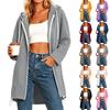 Damen Kapuzen-Reißverschluss-Strickjacke Langarm Locker Geschnitten Jacke mit Taschen