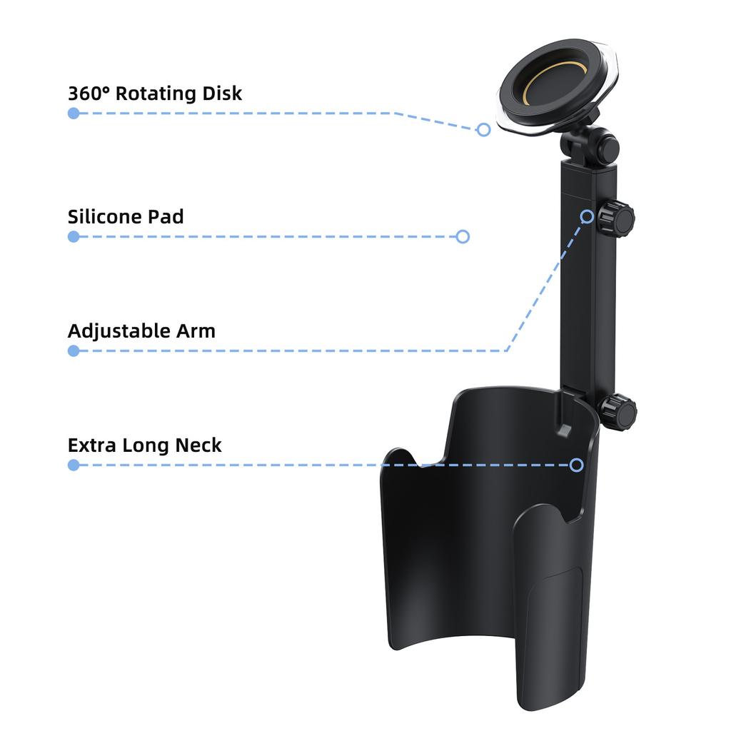 Porta telefono per portabicchieri da auto Rotazione a 360° Supporto magnetico 2 in 1 Portabicchieri da auto Regolazione magnetica Ventosa Porta telefono cellulare