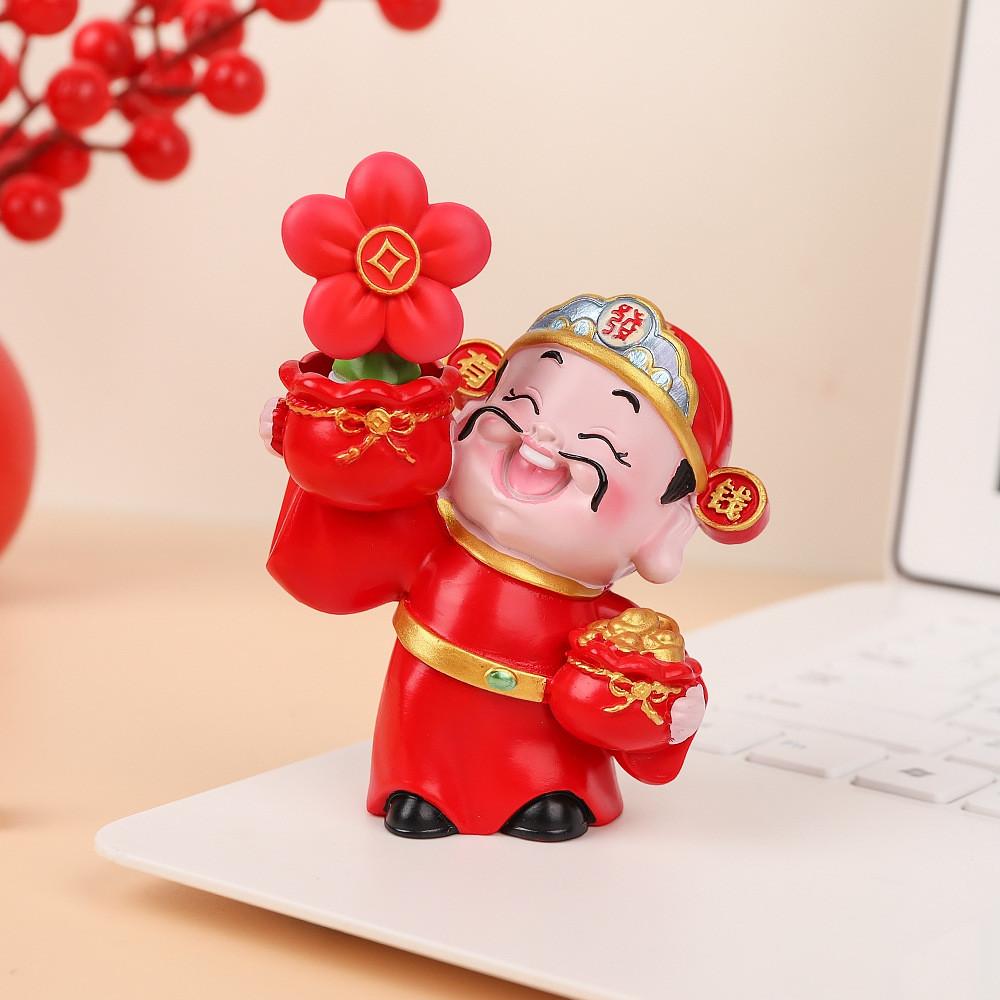 Feng Shui Wealth God Resin Statue With Lucky Symbols For Office Decor And Gift Giving