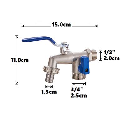 1/2'' 3/4'' ברז מים ראש כפול מפצל מים מחבר מתאם חיבור מתג שסתום חיבור ברז השקיה לצינור גינה