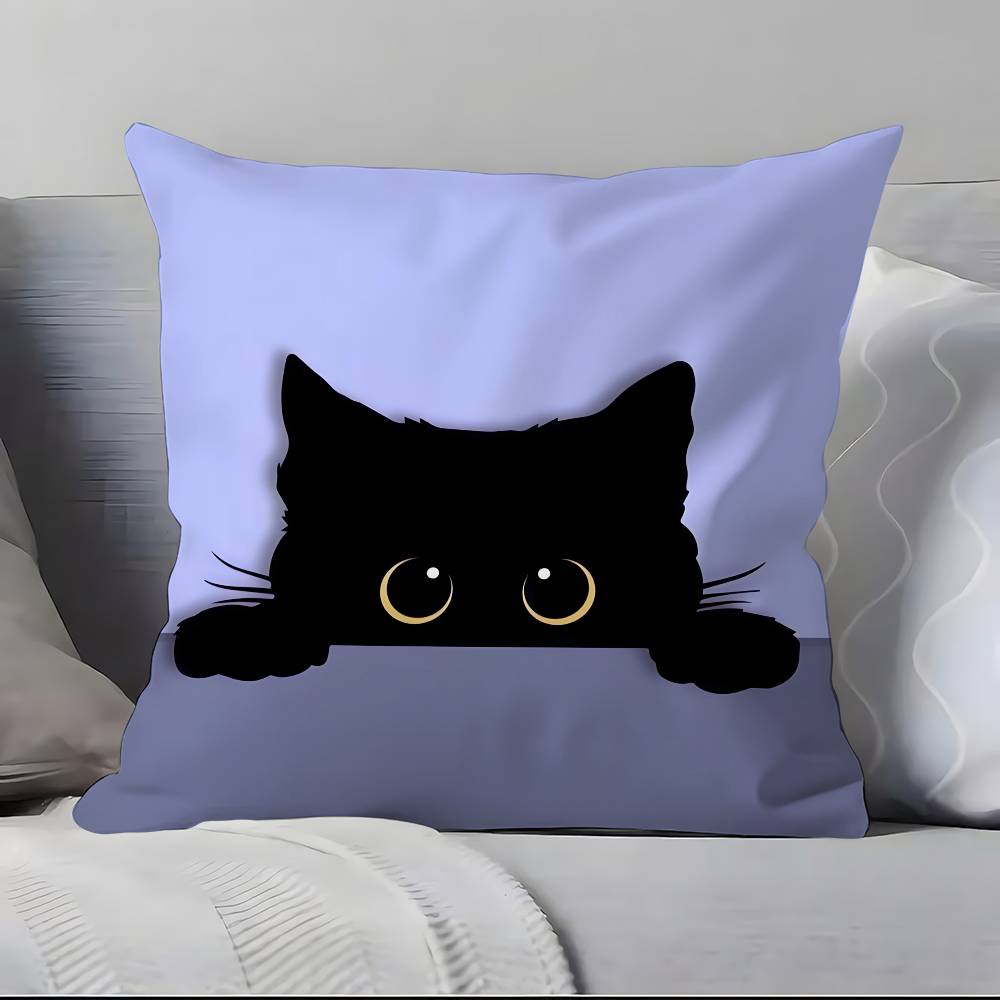 Cute Cartoon Little Black Cat Pillow Case Pillowcase Soft Skin Friendly & Comfortable With A Hidden Zipper