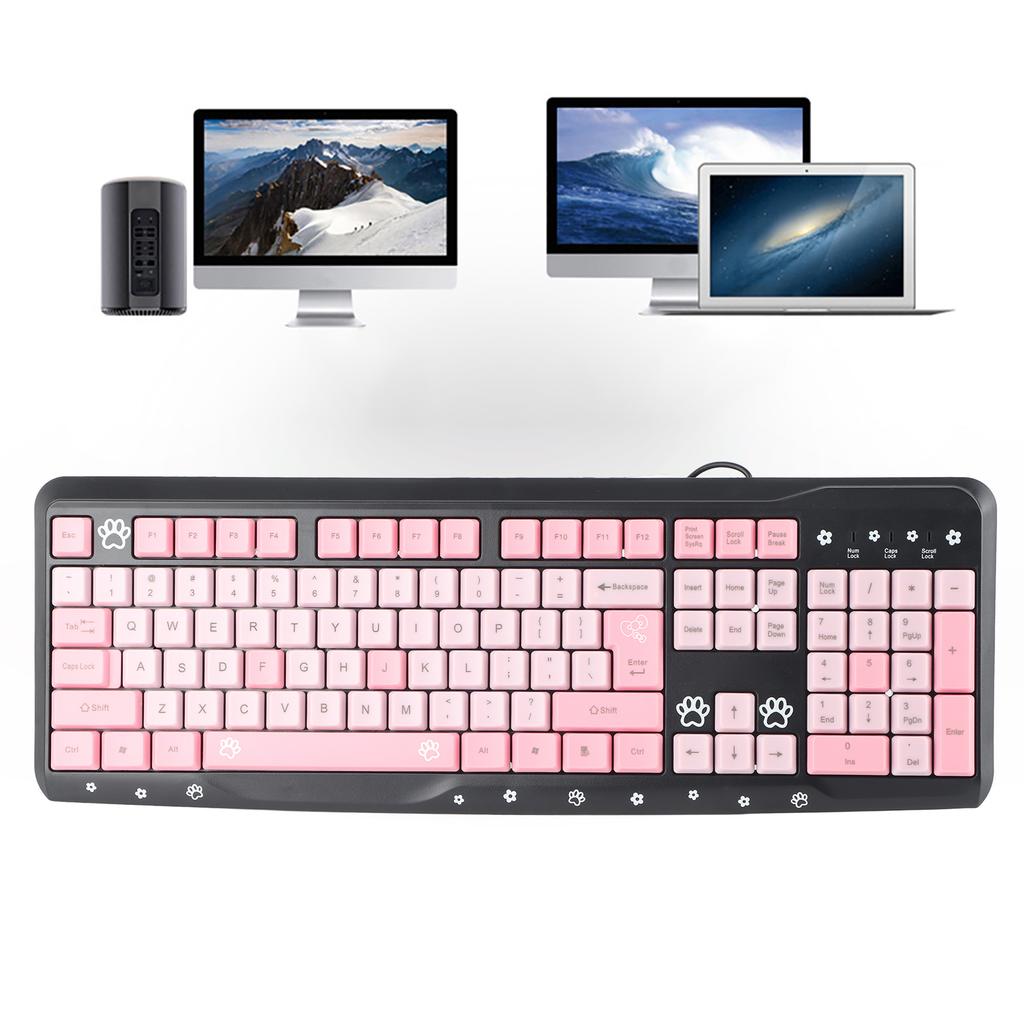 Keyboard USB Wired UltraThin Cute Cartoon for Home Office Laptop Computer Universal