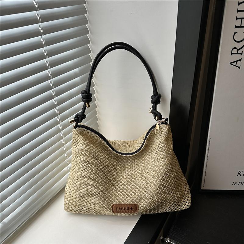 Summer lightweight casual weaving versatile simple solid color beautiful single shoulder underarm tote bag women