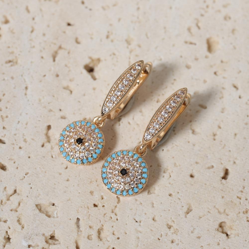 1 Paar Mode Böser Blauer Augen Hängeohrringe für Damen Zirkonia Ohrring Schmuck Hochzeit Party Zubehör