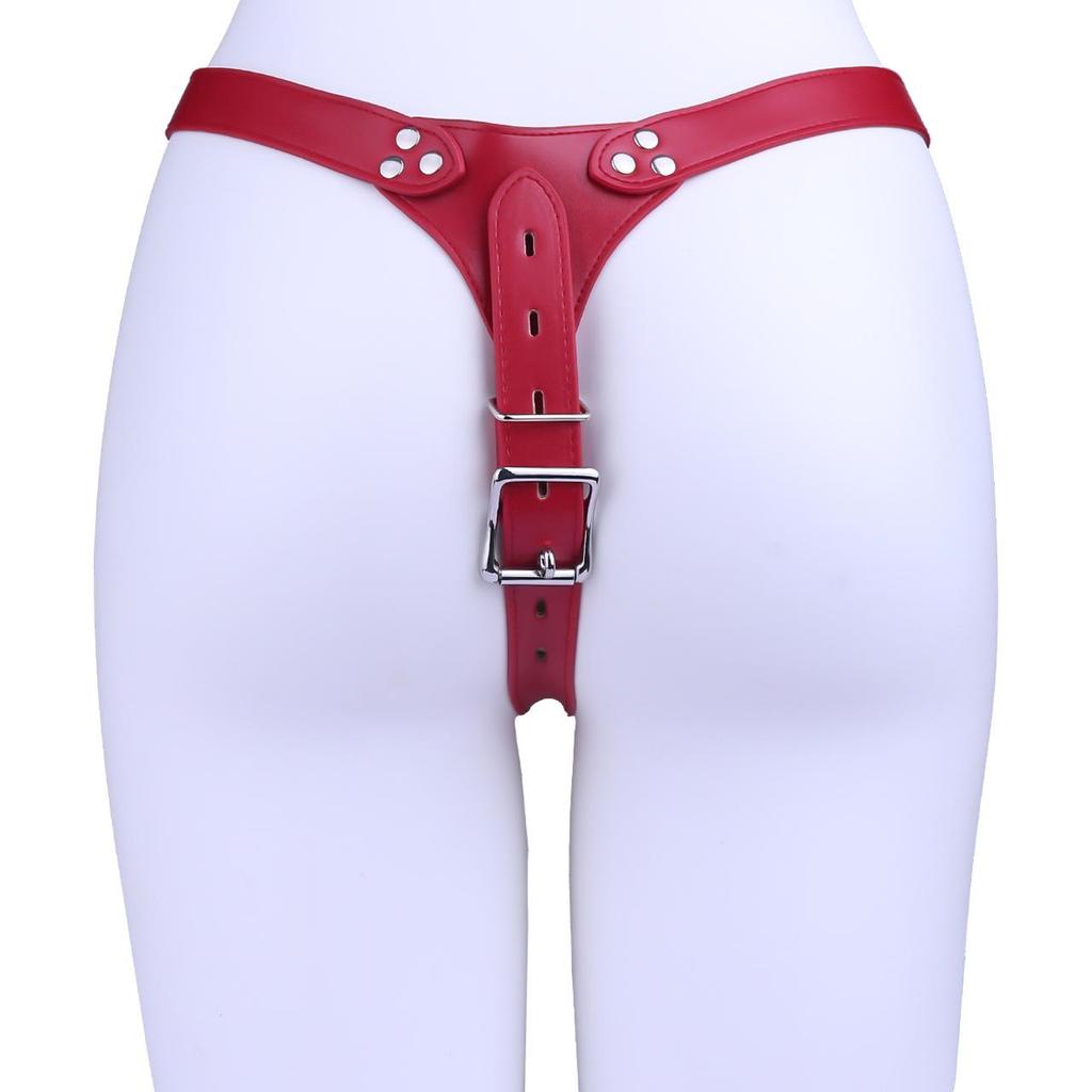 FRRK PU-10 Wearable Chastity Belt Accessories, Wine Red/Black Waistband Buckle for Leather Pants
