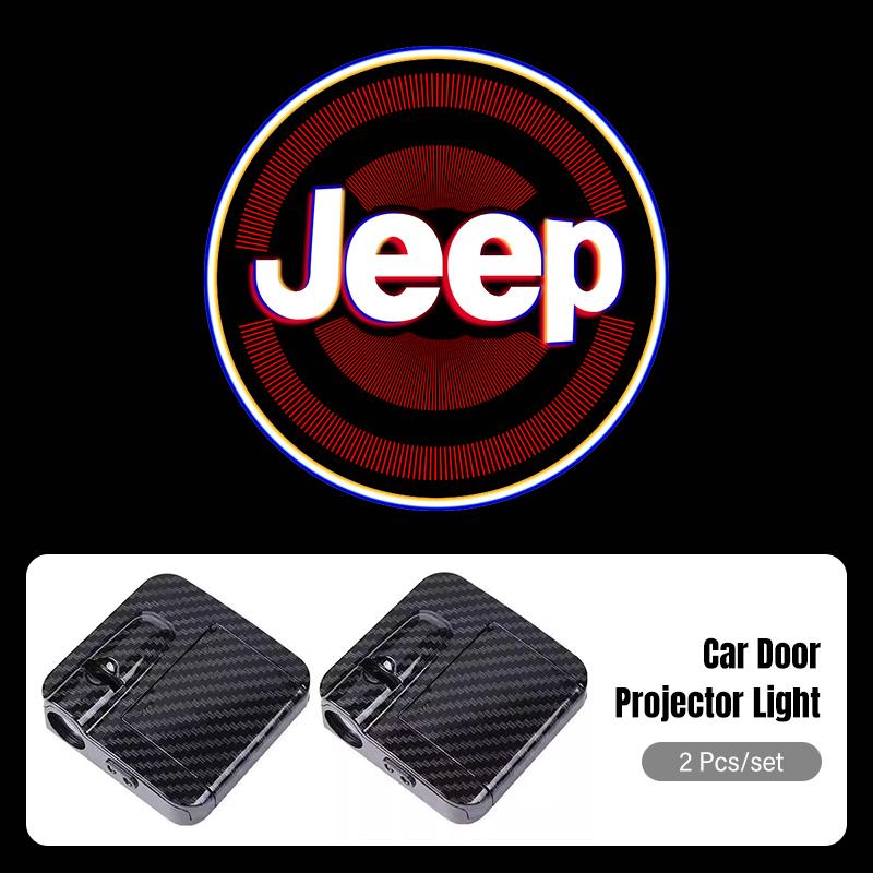 Car Door Projector Lamps Auto Logo Lights For Jeep Grand Cherokee Wrangler JK Gladiator Compass Renegade Wagoneer Avenger Recon AJP1