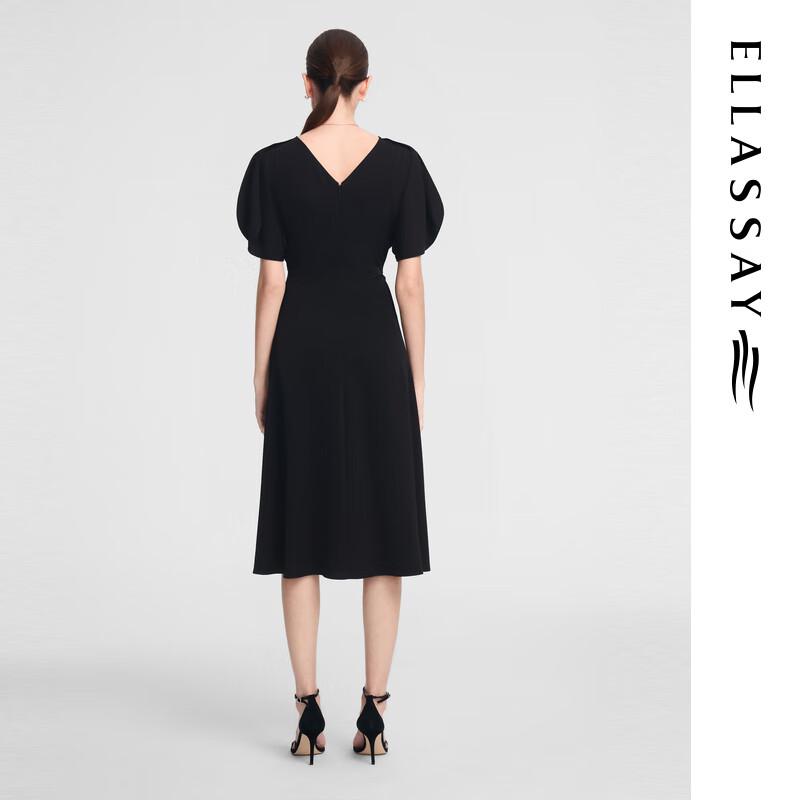 ELLASSAY Spring/Summer V-Neck Pleated Waist Triacetate Dress