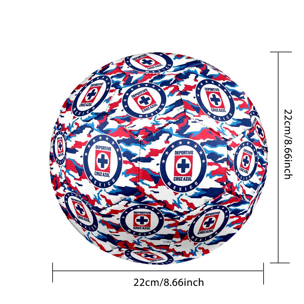 Cruz Azul Indoor Soccer Ball Size 5 Colorful All Ages Machine Stitched PVC Competition Ready Durable High-Bounce