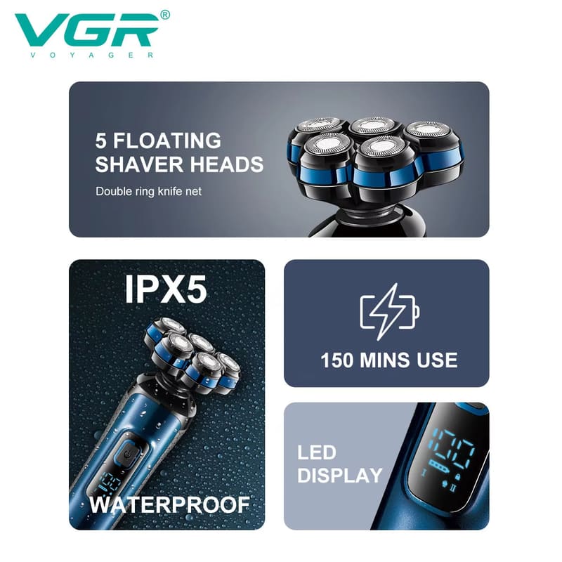 High-quality Reciprocating  Multi-blade Floating Electric Shaver Household Digital Display  Waterproof Four-in-one Men's Care Set Razor