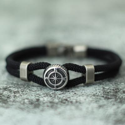 Stylish Compass Bracelet For Men Retro Viking Wrap Braslet Grade A 4mm Ethnic Cord Chain Braclet Boyfriend Gift Pulseria Homme