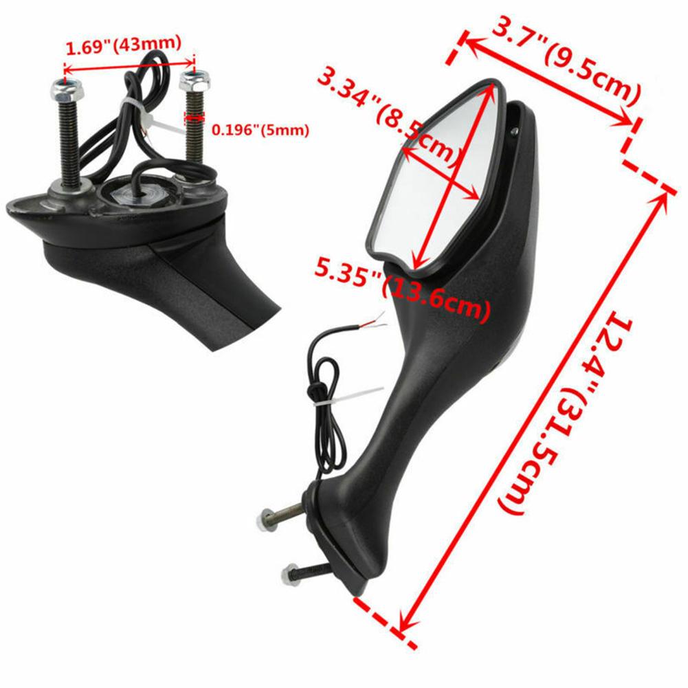 1 Pair Motorcycle Rear View Mirror Angle Adjustable Mirrors With Led Turn Signal Compatible For  Cbr1000rr 2008-2012