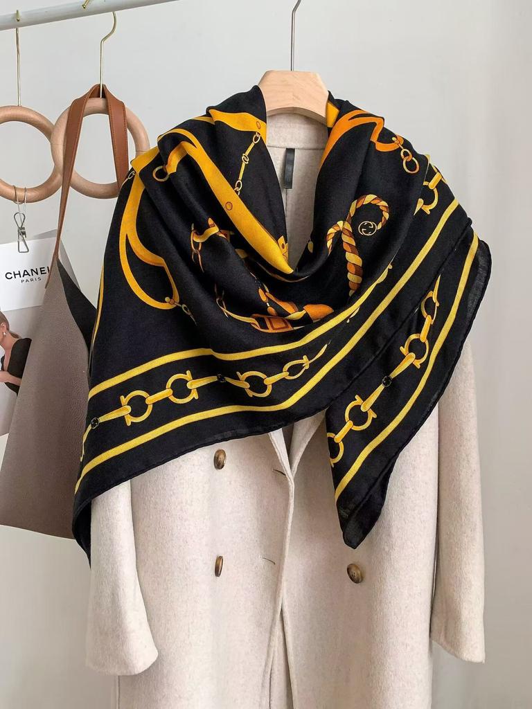Mulberry silk 111 silk wool large square scarf collection hand-curled high-end gift silk scarf women's autumn shawl