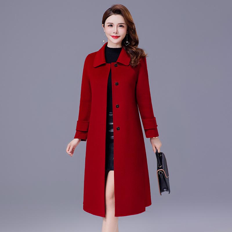 Women's Slim-Fit Double-Faced Wool Coat, Flattering Design for Middle-Aged Fashion, 2026 New Style