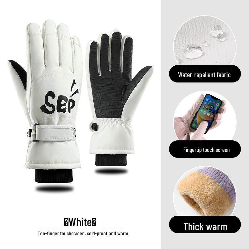 Women's Touchscreen Ski Gloves with Anti-Lost Buckle, Cold-Proof, Fleece-Lined, and Warm for Winter Sports and Cycling