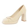 Fashion Waterproof Platform Bow High Heels Super High Heels Thick Heels Women's Shoes Square Toe Elegant Shallow Mouth Single Shoes Wome
