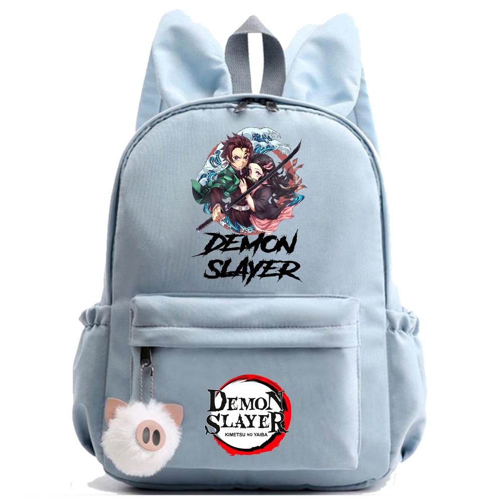 Anime Cartoon Demon Slayer Aufdruck Rucksack für Teenager Kinder Schüler Schultasche Mädchen Damen Große Kapazität Wasserdicht Reisetasche Geschenk Mochila
