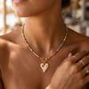 Y2K Colorful Summer Beach Beaded Choker Necklace for Women Heart Pendant Trendy Front Toggle Clasp Dopamine Party Jewelry Gift