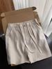 Men's Linen Shorts Summer New Drawstring Casual Straight Loose 5-Inch Breathable Beach Pants
