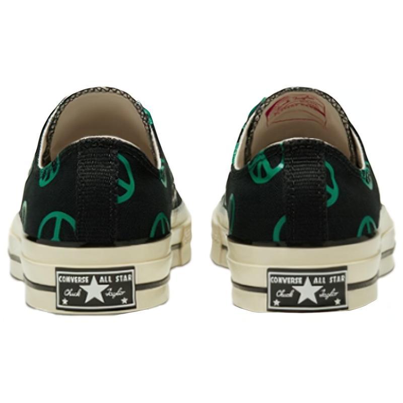 Converse 1970s Unleash Peace Round Toe Lace-up Low-top Canvas Shoes Unisex Black and Green