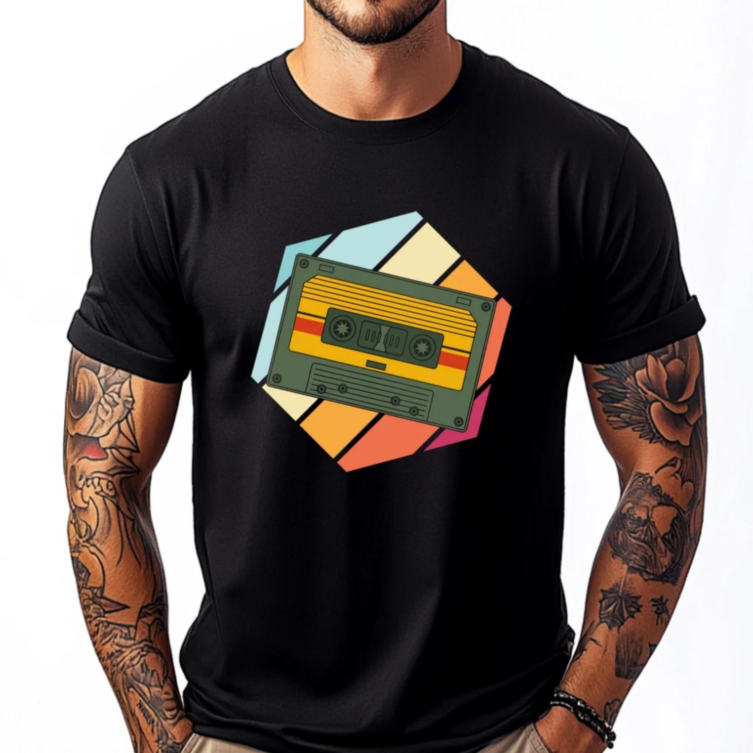 

Retro 80s Music Lover Mixtape 1980s Cassette Mens Korean Fashion Couples Men s Clothing National Flag Day S чёрный