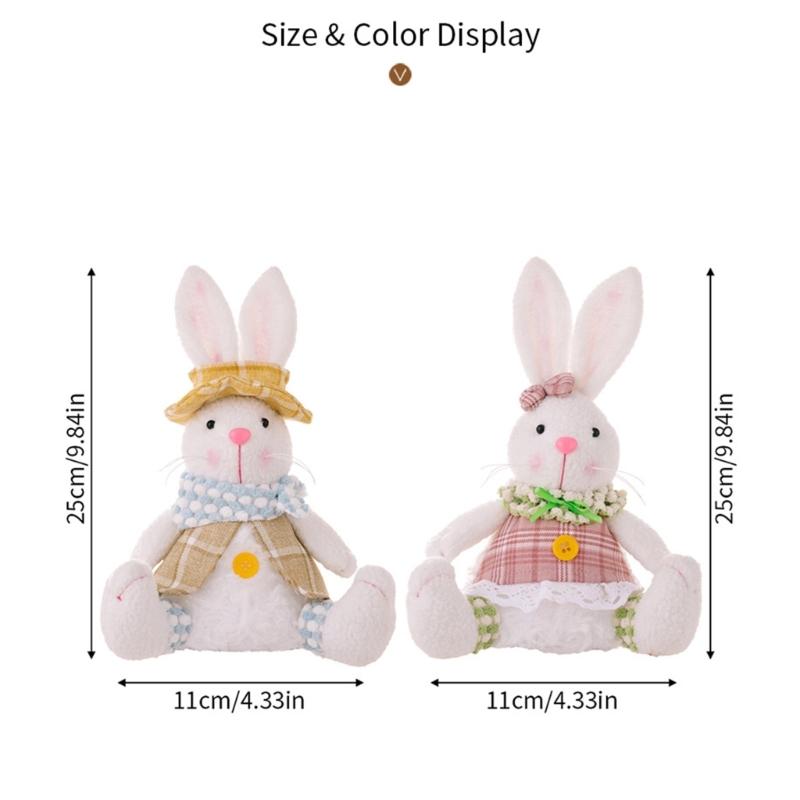 Easter LED Light Rabbit Doll Spring Easter Decorations for Car Rabbit Ornaments Kid Gift 2024 Holiday Party