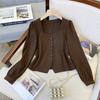 Women's Plus Size French Square Neck Blouse Puff Long Sleeve Single Breasted Pleated Slim Casual Shirt For Curvy Figures