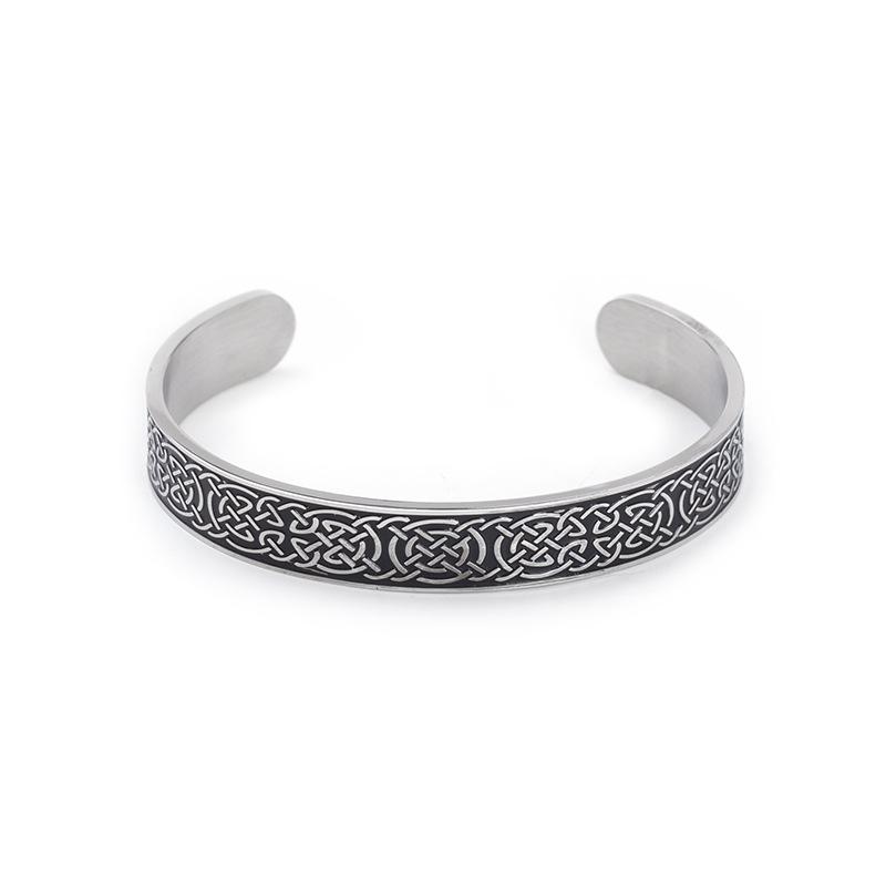 Мужской браслет-манжета в скандинавском стиле с кельтским узлом, ретро, титановая сталь серебряный