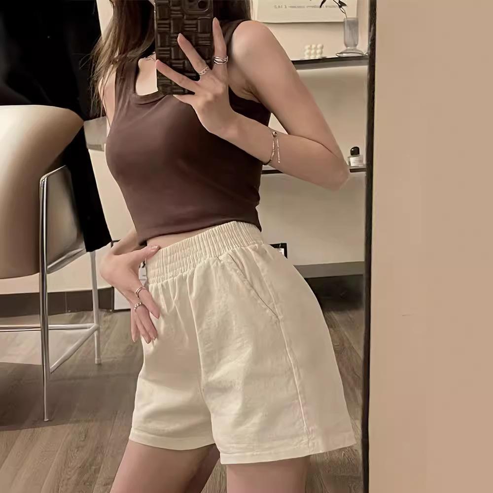 Design-sensual Elastic Waist Black Casual Pants Straight-leg Pants for Women In Summer Loose and Slim A-line Wide-leg Running