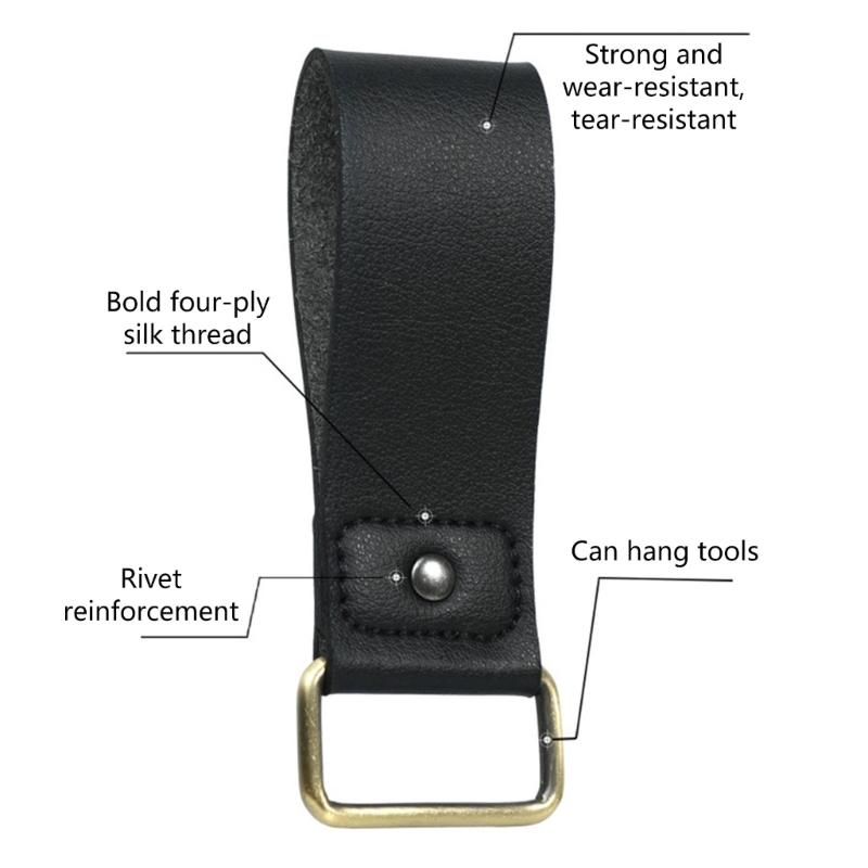 Lightweight Leather Tool Pouch With Reinforced Stitching Rivets For Securing Tape Measures Keys Accessories