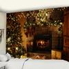 Home Decoration Christmas Tapestry Christmas Tree and Fireplace Home Printing Wall Hanging Background Fabric Tapeçaria De Natal