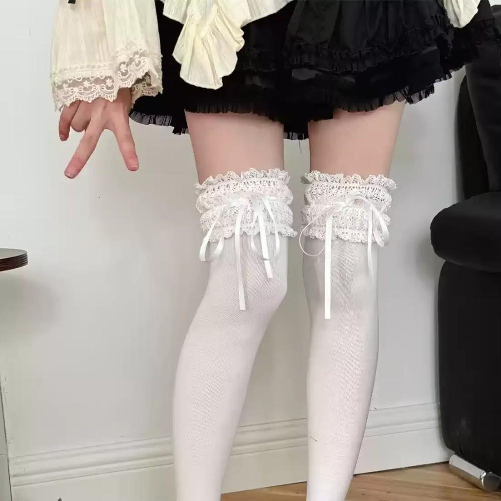 Solid Color Thigh High Stockings Lolita Women's Socks Casual Long Socks Girls