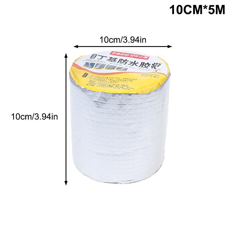 Roof Leakproof Aluminum Foil Butyl Rubber Waterproof Tape High Temperature Resistance Pipes Walls Roof Crack Duct Repair Tapes